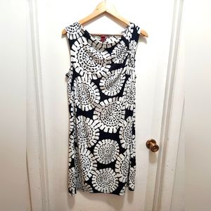 Merona Women's Dress with Belt Black White Sleeveless